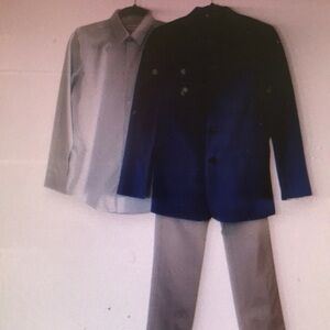 Men's Blue and Gray Suit Set